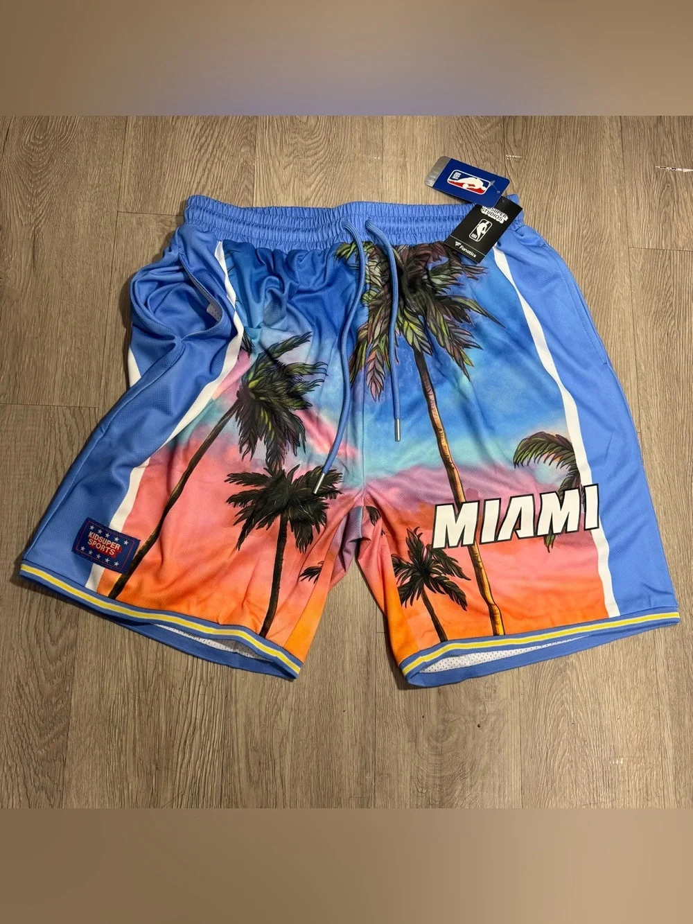 New Unisex NBA & KidSuper Studios Fanatics Blue Miami Heat Hometown Shorts L, XL